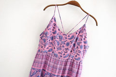 JuliaFashion - Purple Lace Up Backless Maxi Dress