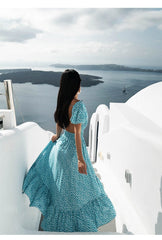 JuliaFashion - Sexy Backless Blue Maxi Dress
