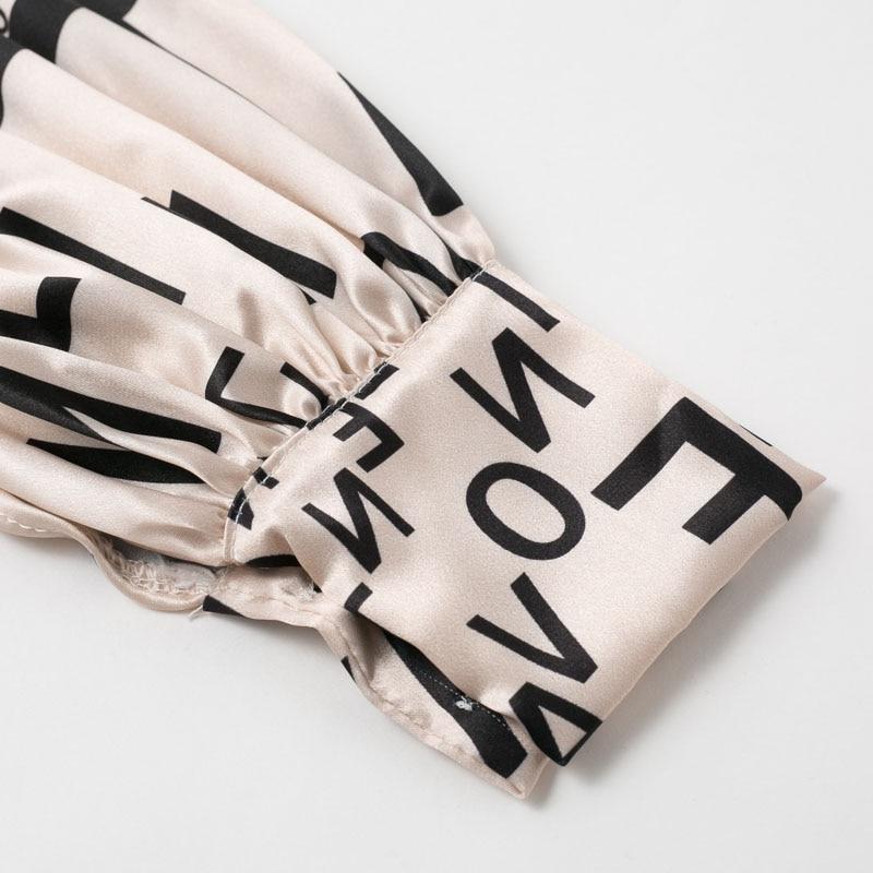 JuliaFashion - 2024 Vintage Letter Printed Long Sleeve Wrap Dress