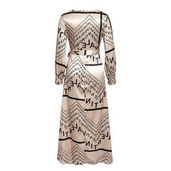 JuliaFashion - Vintage Letter Printed Long Sleeve Wrap Dress