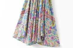 JuliaFashion - Wild Peacock & Flowers V-Neck Maxi Dress