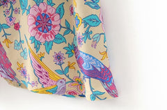 JuliaFashion - Wild Peacock & Flowers V-Neck Maxi Dress