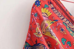 JuliaFashion - Wild Peacock & Flowers V-Neck Maxi Dress