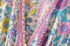 JuliaFashion - Wild Peacock & Flowers V-Neck Mini Dress