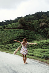 JuliaFashion - Wild Peacock & Flowers V-Neck Mini Dress