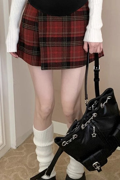Red Plaid A-Line Christmas Skirt