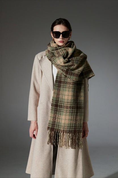 Plaid Fringe Christmas Scarf