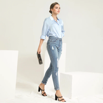 Julia Fashion - Mid Waist Women Jeans