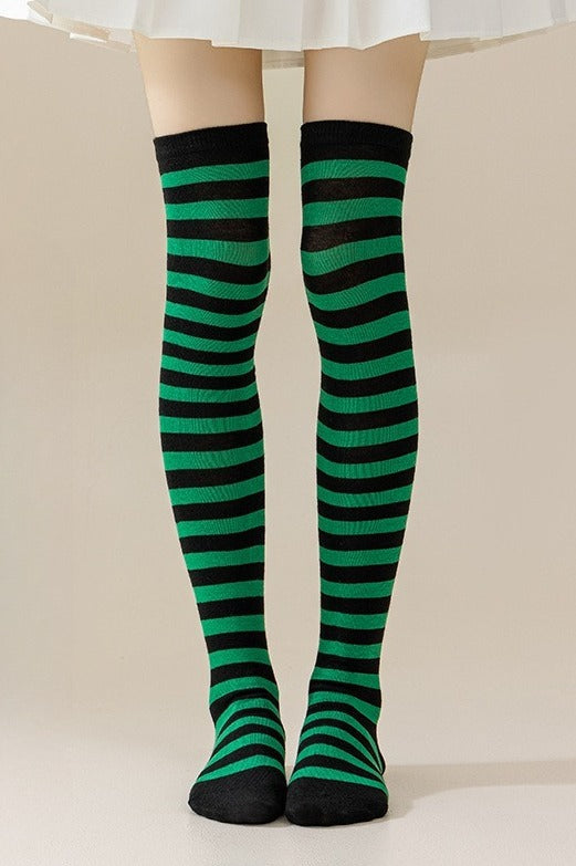 Striped Knee High Christmas Socks