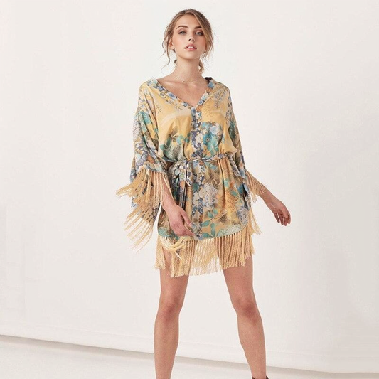 JuliaFashion-2024 women Tassel Cover Up Dress