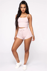 JuliaFashion - Striped Pajama Set Sleepwear Shorts Suits