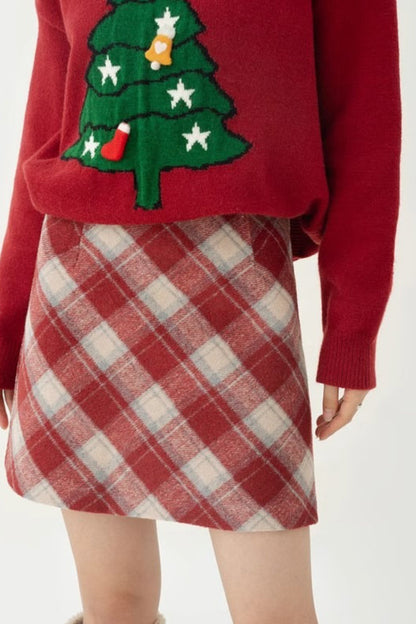 High Waist Tartan Mini Christmas Skirt