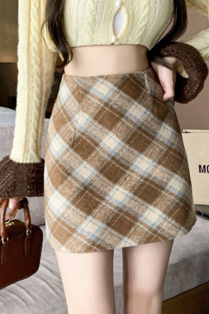 High Waist Tartan Mini Christmas Skirt