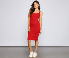 Taking The Plunge Charming Scoop Neck Midi Dress Sweaters-L
