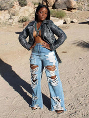 High Waist Graceful Pu Pants Jeans