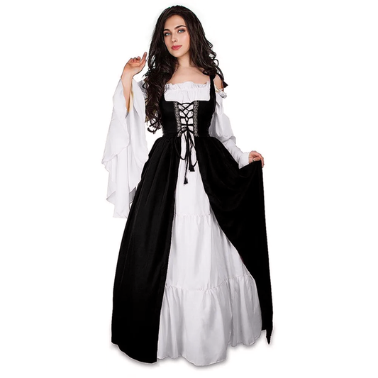 JuliaFashion - Halloween European Medieval Cosplay Palace Carnival Party Disguise Princess Female Bandage Corset Vintage Club Dress