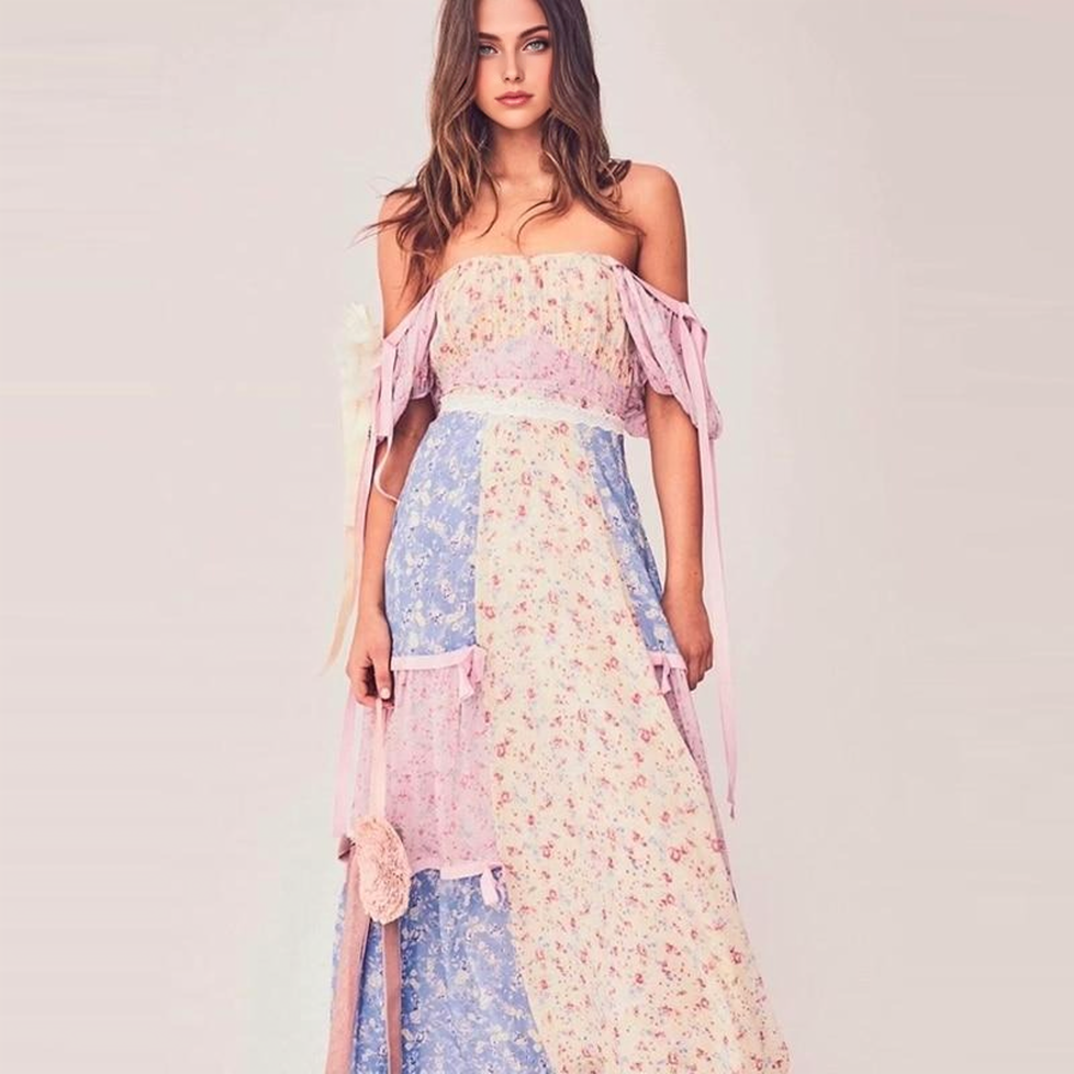 JuliaFashion-Boho Patchwork Maxi Dress