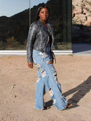 High Waist Graceful Pu Pants Jeans
