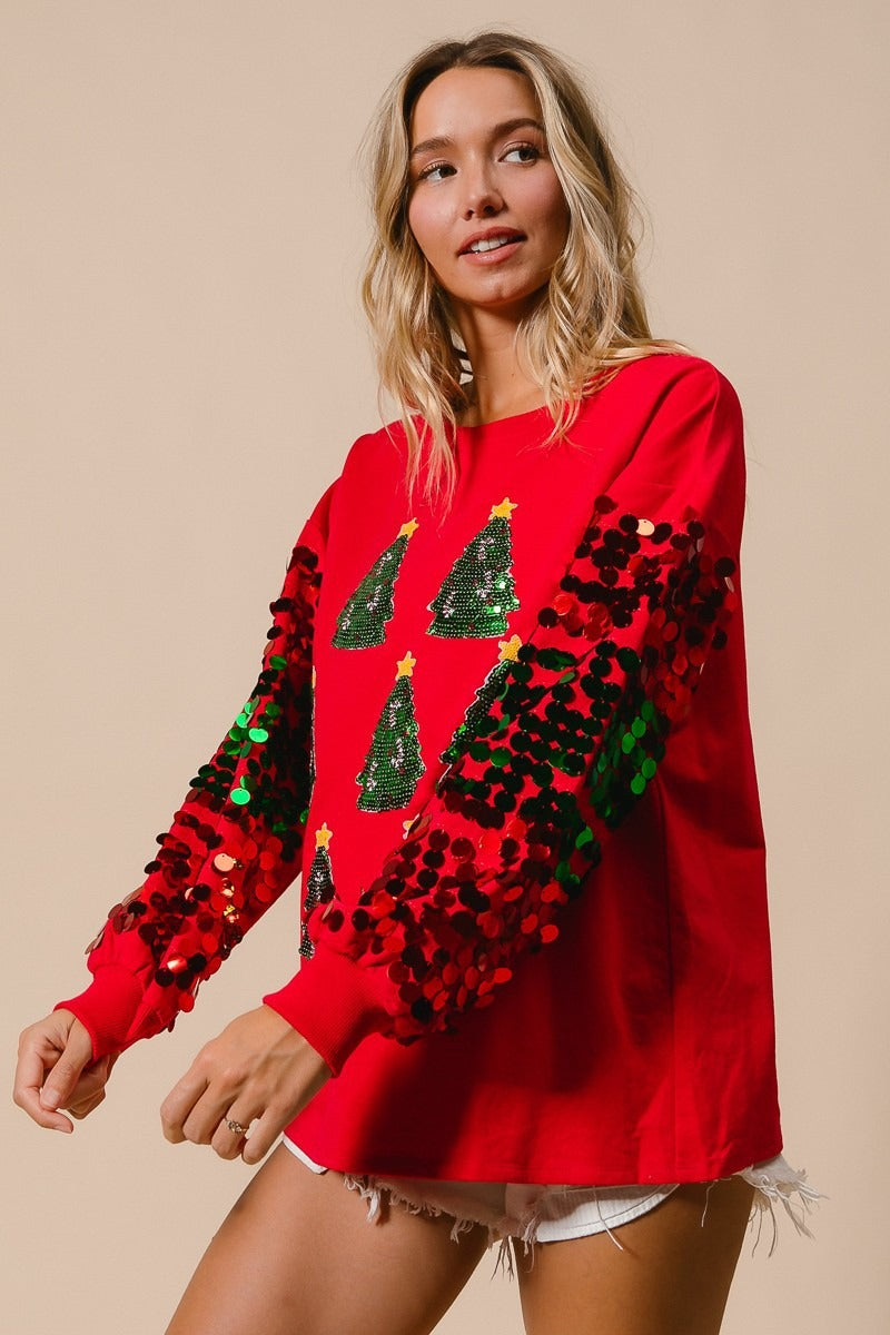 Christmas Sequined Long Sleeve Loose Sweater