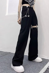 Cutout Tailored Slim Straight Pants