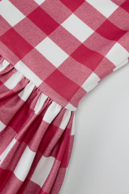 Red Plaid Halter Slip Dress