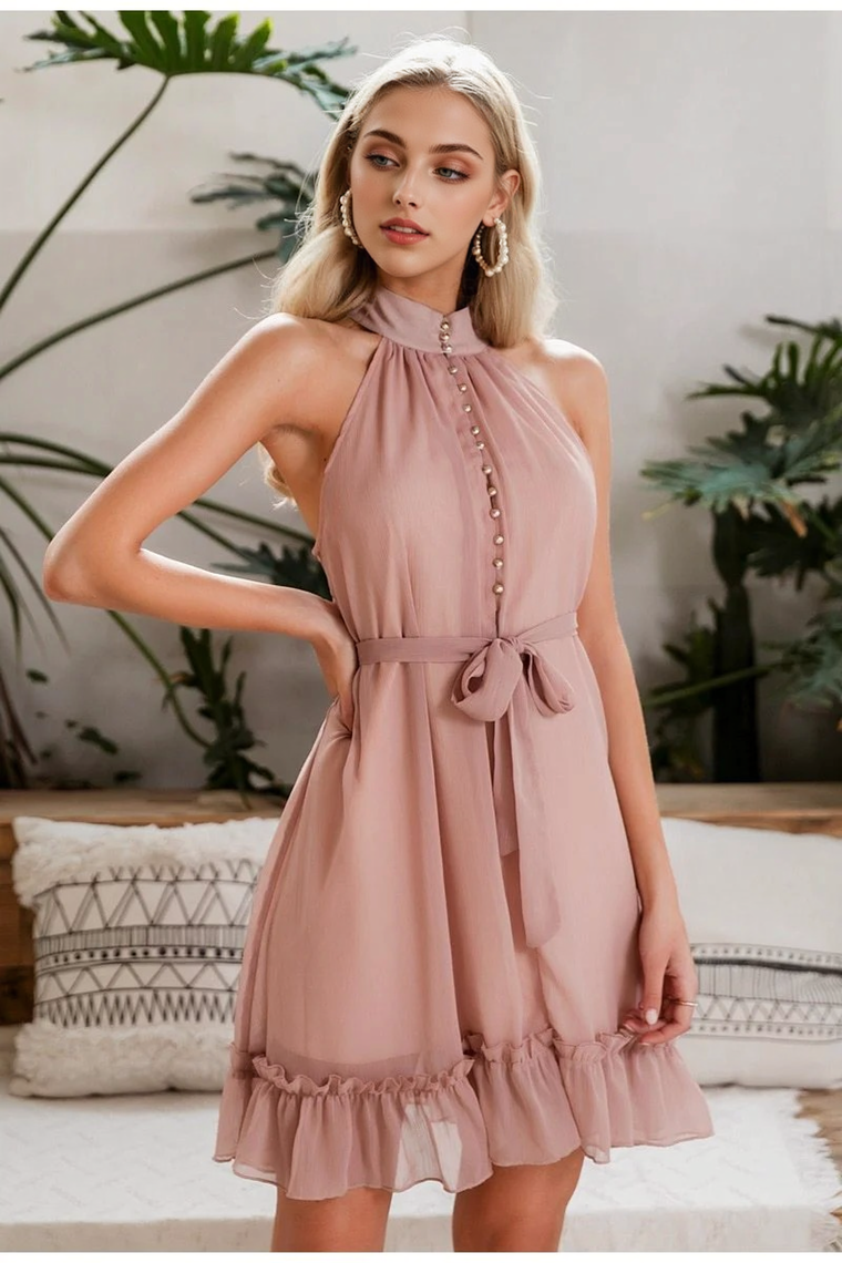 JuliaFashion - 2024 Vintage Ruffle Sexy Sleeveless Dress