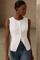 V Neck Single Breated Vintage Waistcoat Tank Top