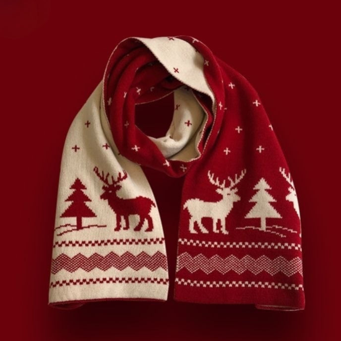Reindeer Knit Christmas Scarf