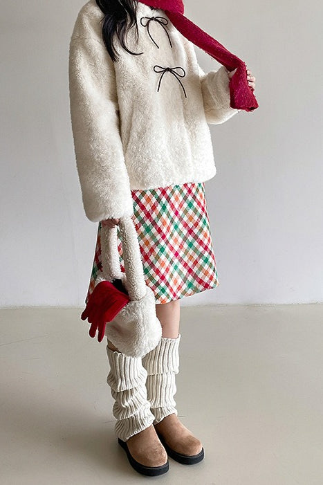 Checkered Wool Christmas Skirt