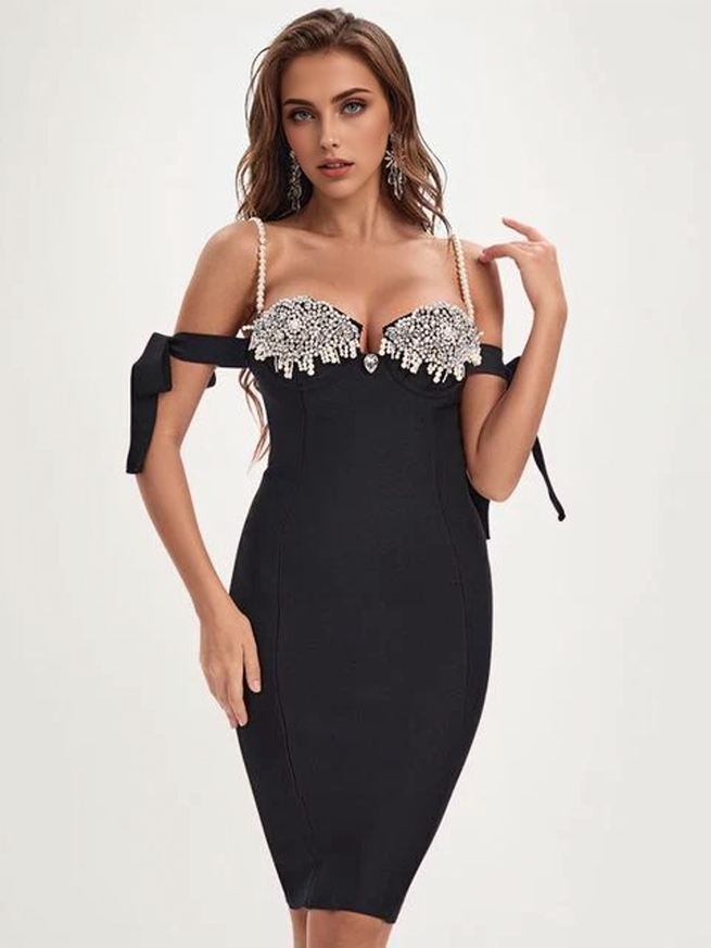 JuliaFashion - 2024 Sexy Diamonds Off Shoulder Celebrity Club Party Dresses