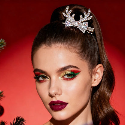 Rhinestone Reindeer Bow Festive Hair Accessory