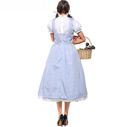 Fairytale Wizard Of Oz Dorothy Blue Gingham Outfit Carnival Halloween Attire