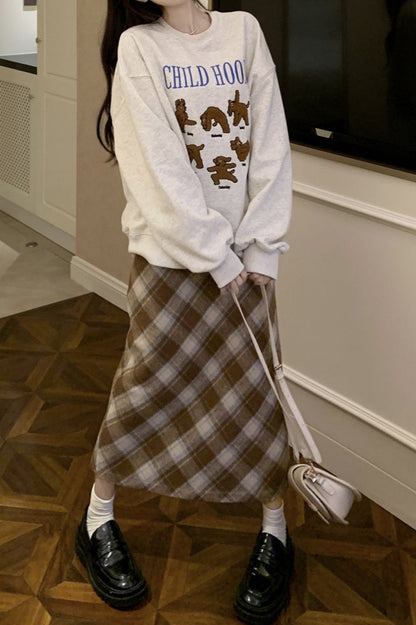 High Waist Vintage A-Line Slit Christmas Skirt