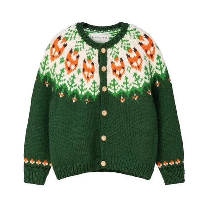 Handmade Thick Warm Vintage Fair Isle Nordic Green Cardigans Christmas Sweater / S Sweaters-L