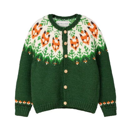 Handmade Thick Warm Vintage Fair Isle Nordic Green Cardigans Christmas Sweater Sweaters-L