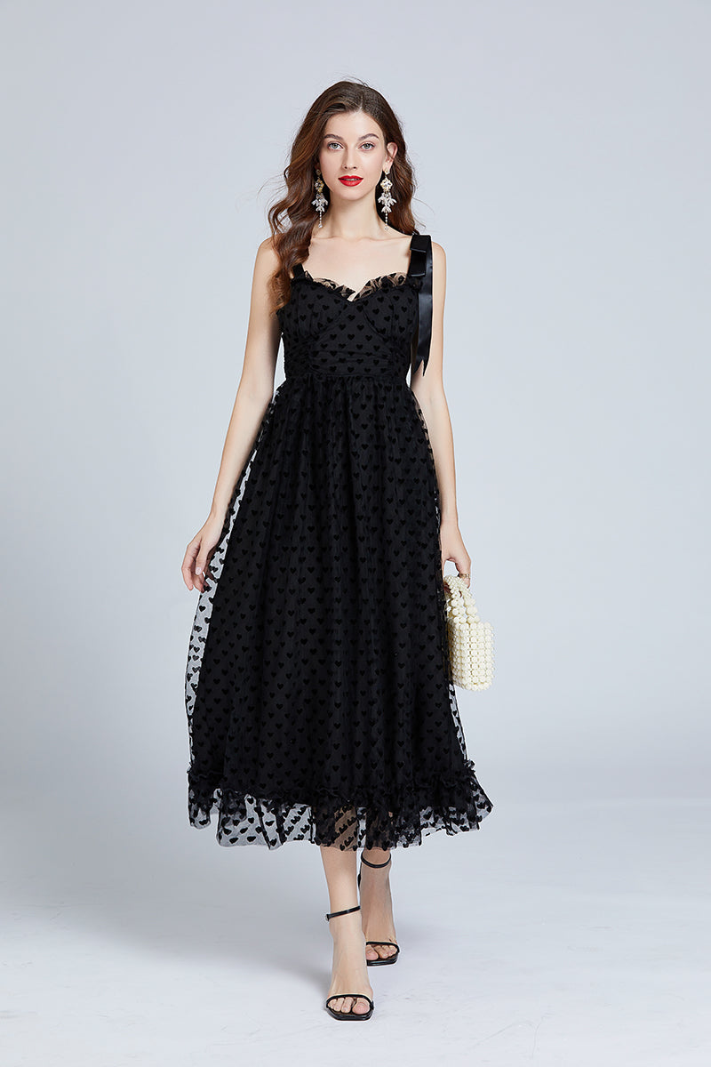 Love Flocking Dimensional Tube Top Suspender Dress