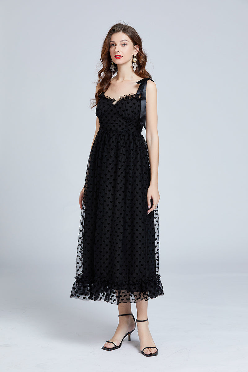 Love Flocking Dimensional Tube Top Suspender Dress