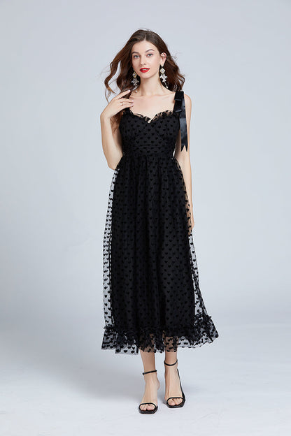 Love Flocking Dimensional Tube Top Suspender Dress