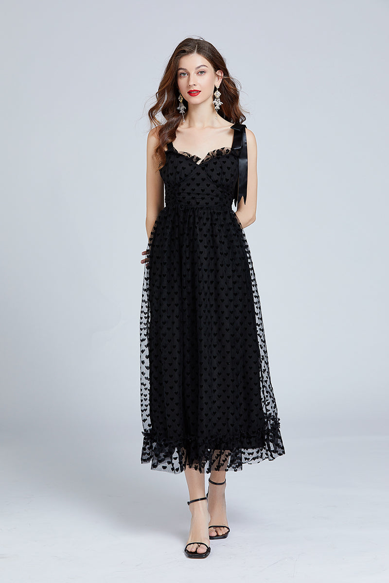 Love Flocking Dimensional Tube Top Suspender Dress