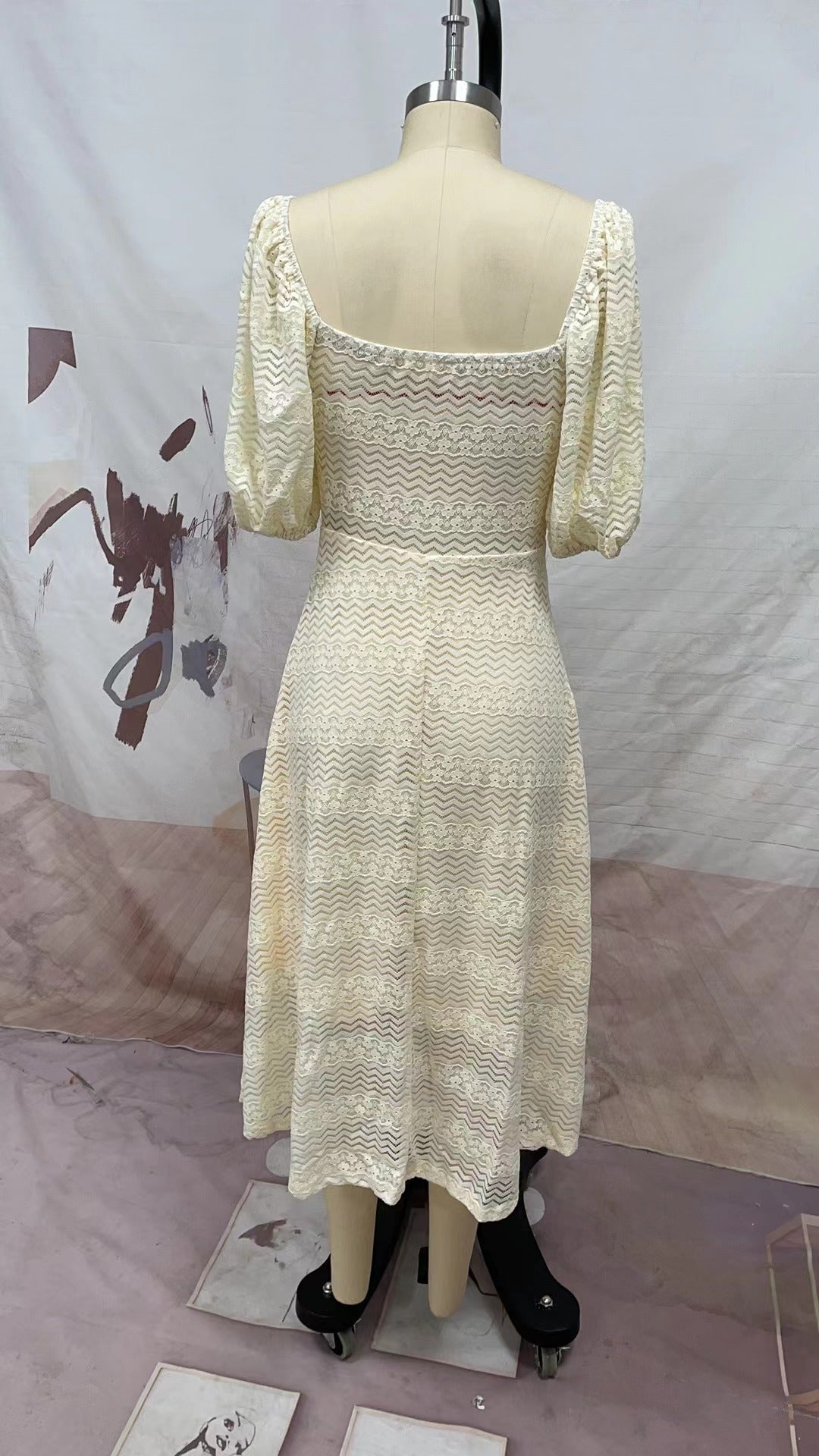 V neck Short Sleeve Dress Casual