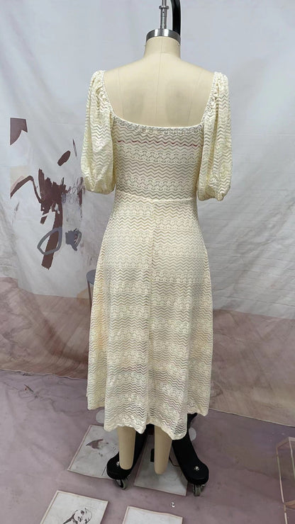 V neck Short Sleeve Dress Casual