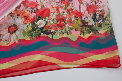 Vintage Court Style Round Neck Trumpet Long Sleeve Loose Printed Dress Tencel Long Dress