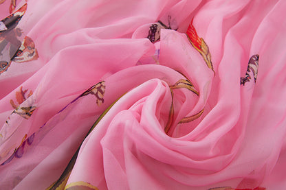 Vintage Court Style Round Neck Trumpet Long Sleeve Loose Printed Dress Tencel Long Dress