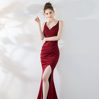 Dinner Evening Dress Socialite Long Fishtail Slimming Nightclub Catwalk Annual Meeting Ktv Dress