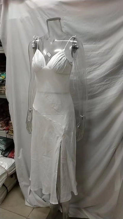 Solid Color Slim fit WaistbDress Elegant Holiday Dress