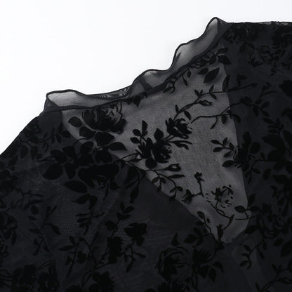 Lace Lovers Tie Up Top - Black