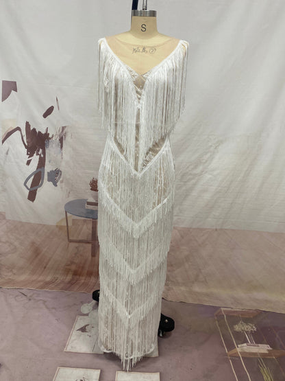 V Neck Sleeveless Dress Slim Fit Maxi Dress