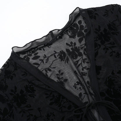 Lace Lovers Tie Up Top - Black