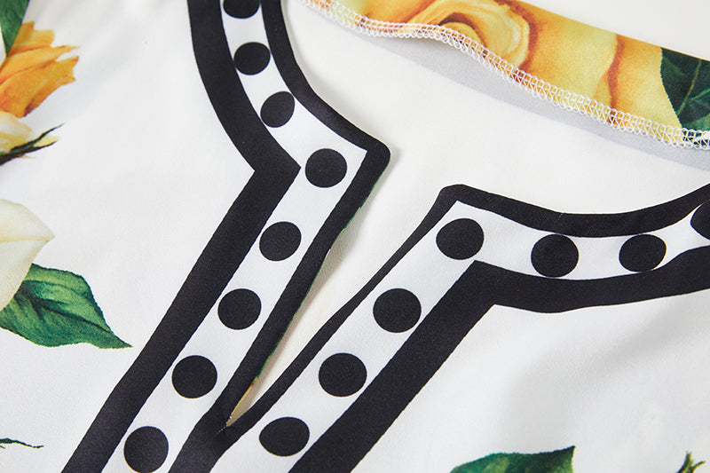 Fall Button Floral Elegant A Line Maxi Dress