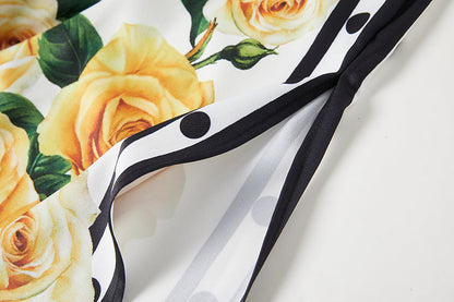 Fall Button Floral Elegant A Line Maxi Dress